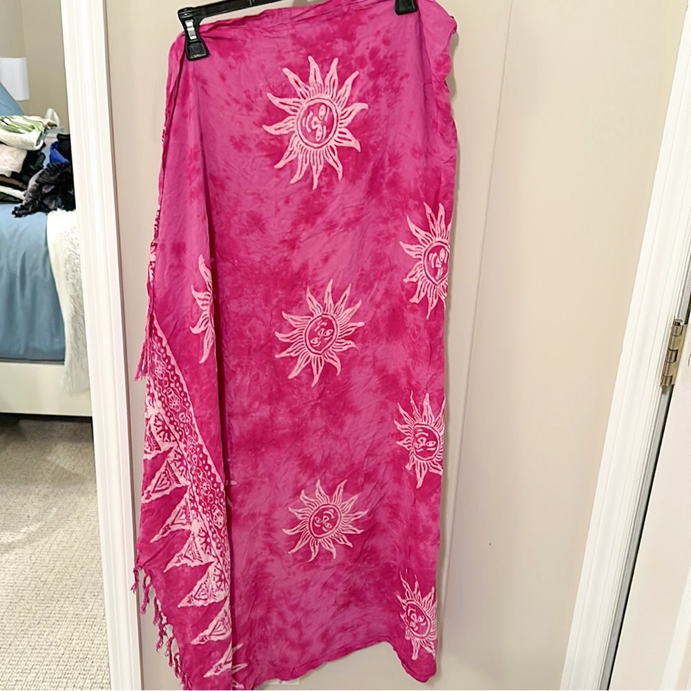Hawaiian Pink Sun Sarong Wrap Swim Cover Up - Picture 8 of 8